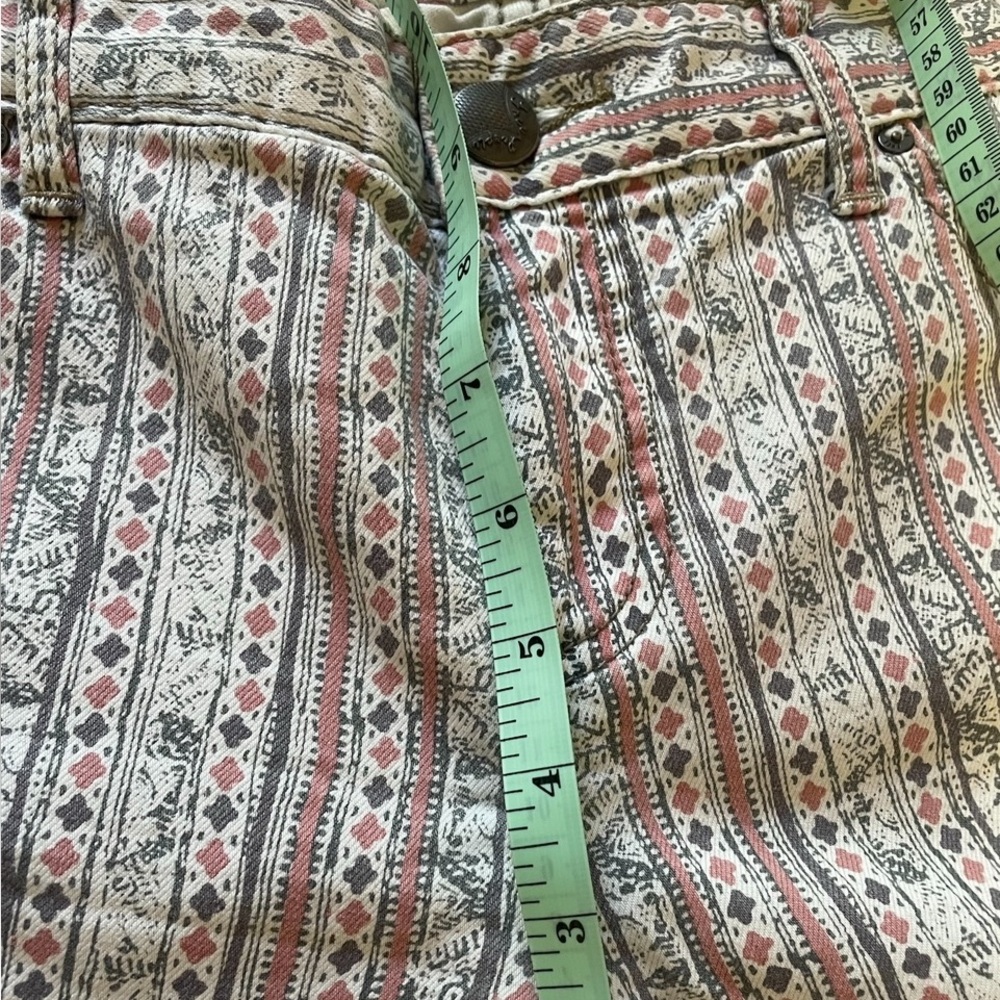 Free People White patterned Skinny Jean Straight-Leg Pants,Size 30 - Picture 3 of 5